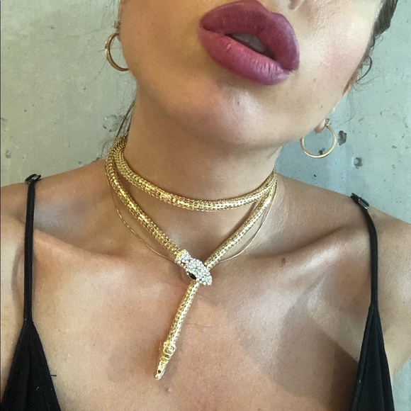 3 for $20!! NWT Gold & Crystal Snake necklace - Picture 2 of 3